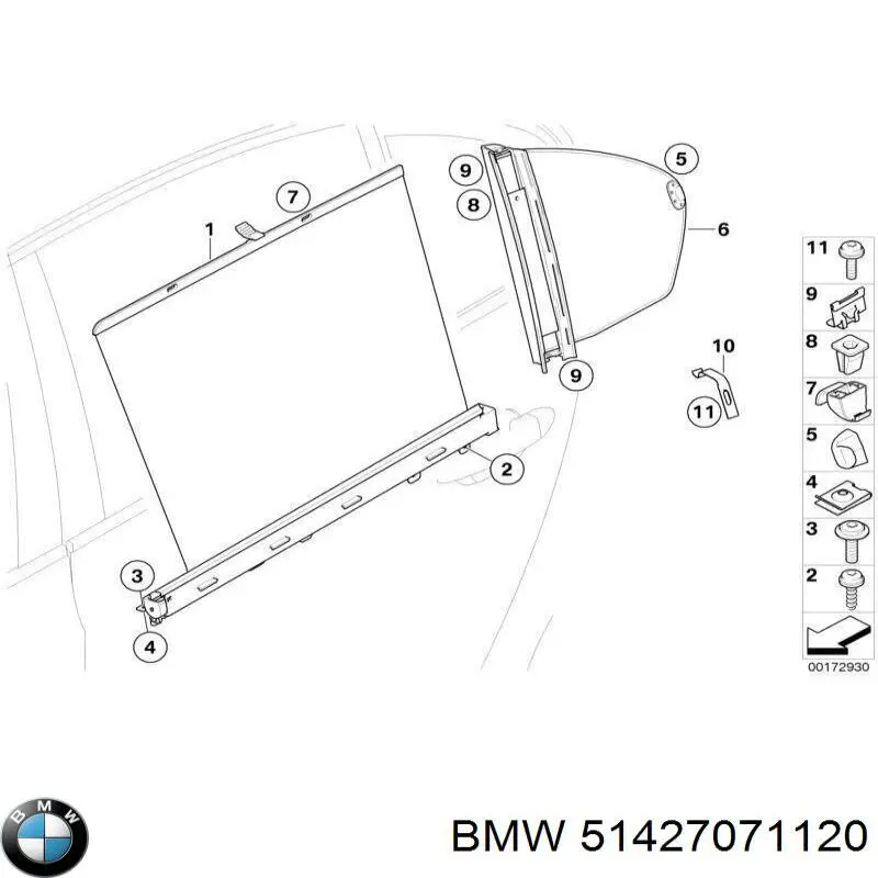 Кронштейн/хомут глушника, задній 51427071120 BMW