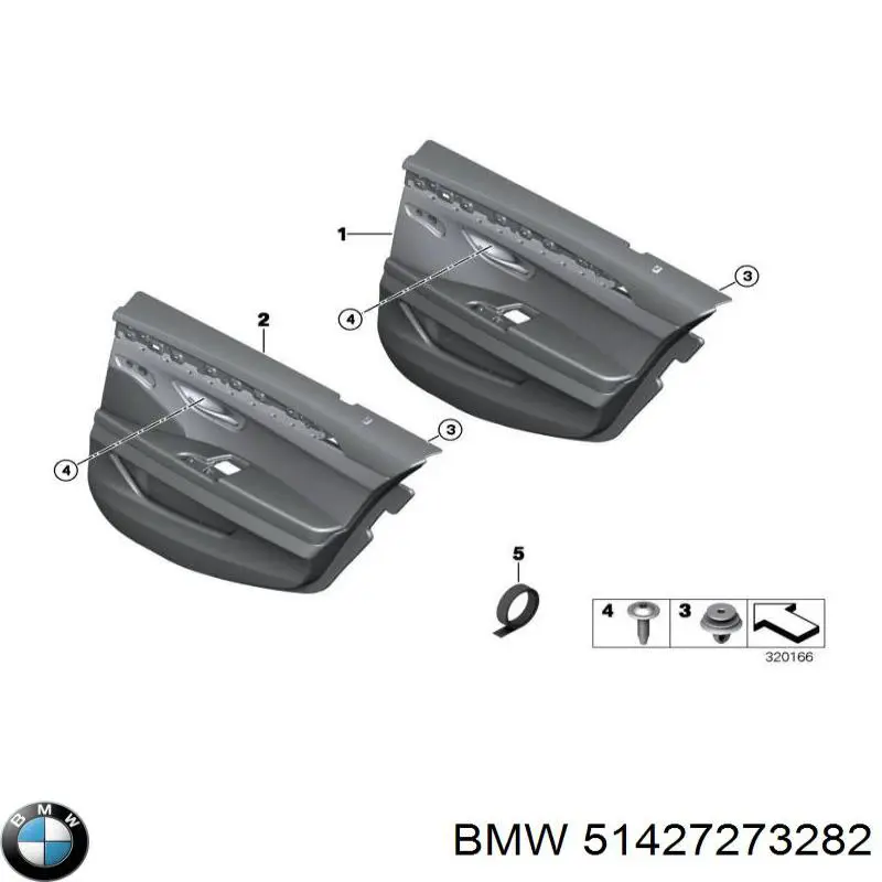 Купити 51427273282 BMW Внутрішня обшивка правих задніх дверей