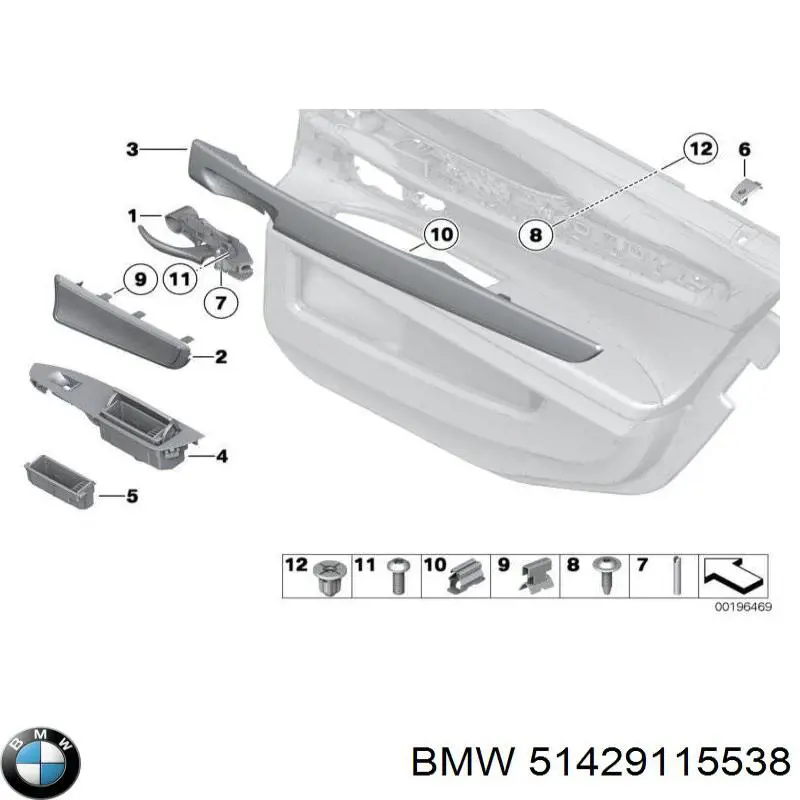 51429115538 BMW Накладка задніх правих дверей