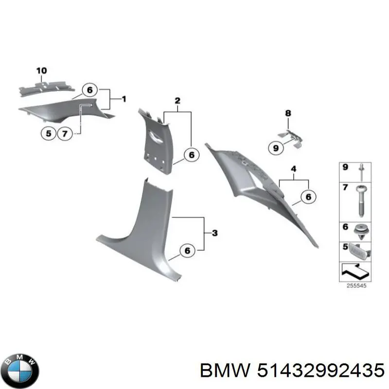 51432992435 BMW Обшивка стійки кузова внутрішня, передня ліва