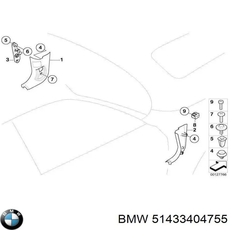 51433404755 BMW Обшивка стійки кузова внутрішня, передня ліва