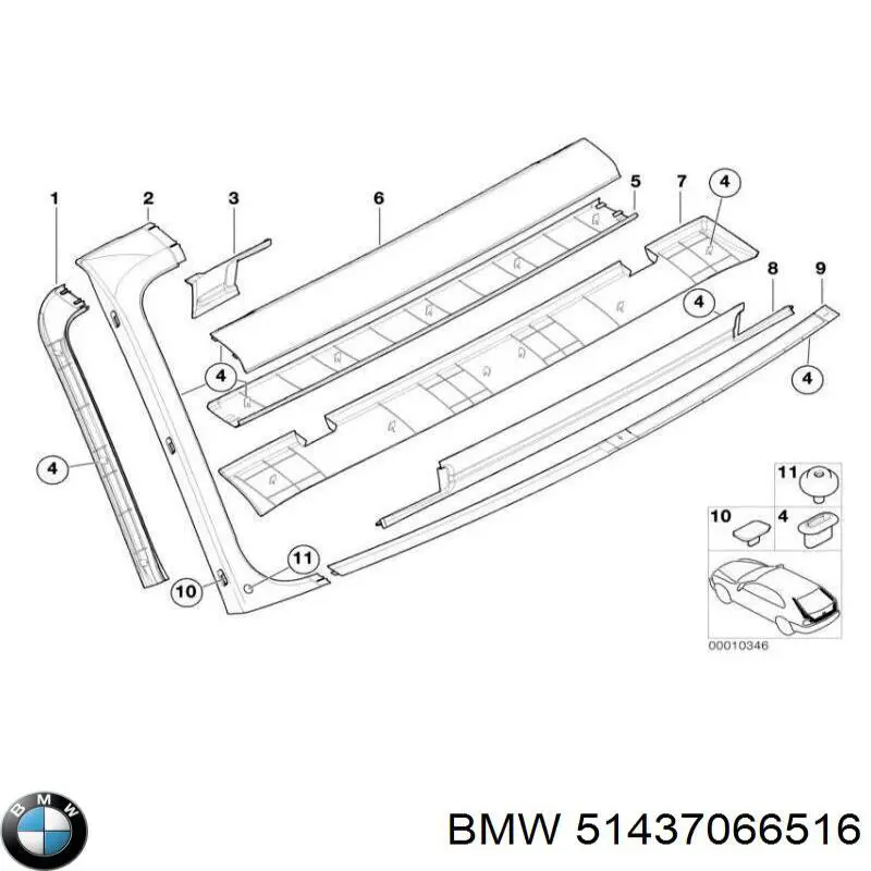 Обшивка стійки кузова внутрішня, передня права BMW 51437066516 ціна, від 131.99 USD