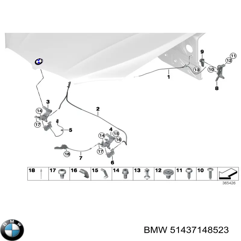 Важіль відкривання капота на BMW X5 (E70)