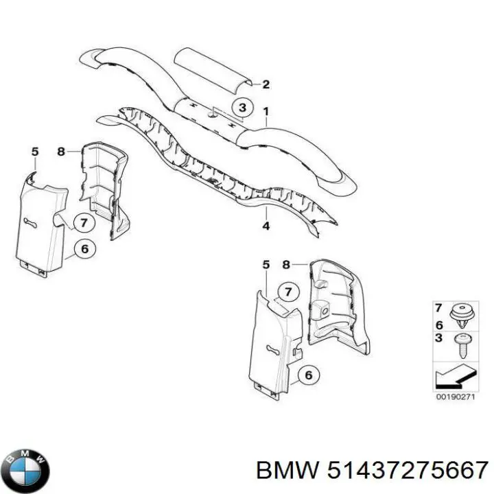 7275667 BMW Обшивка стійки кузова внутрішня, передня ліва