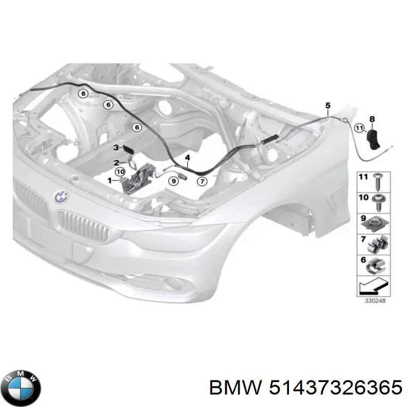 Купити 51437326365 BMW Кронштейн ручки відкривання капота