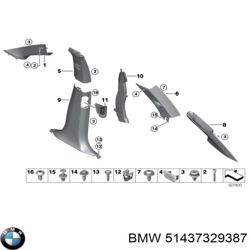 51437329387 BMW Обшивка стійки кузова внутрішня, передня ліва