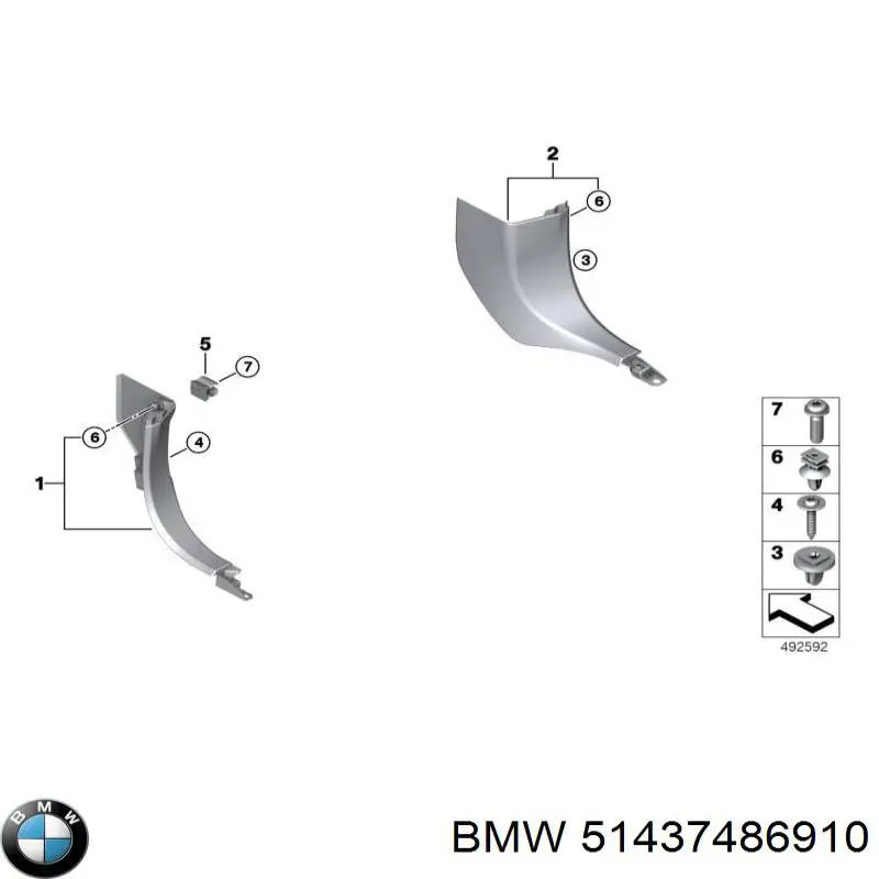 51437486910 BMW Обшивка стійки кузова внутрішня, передня права