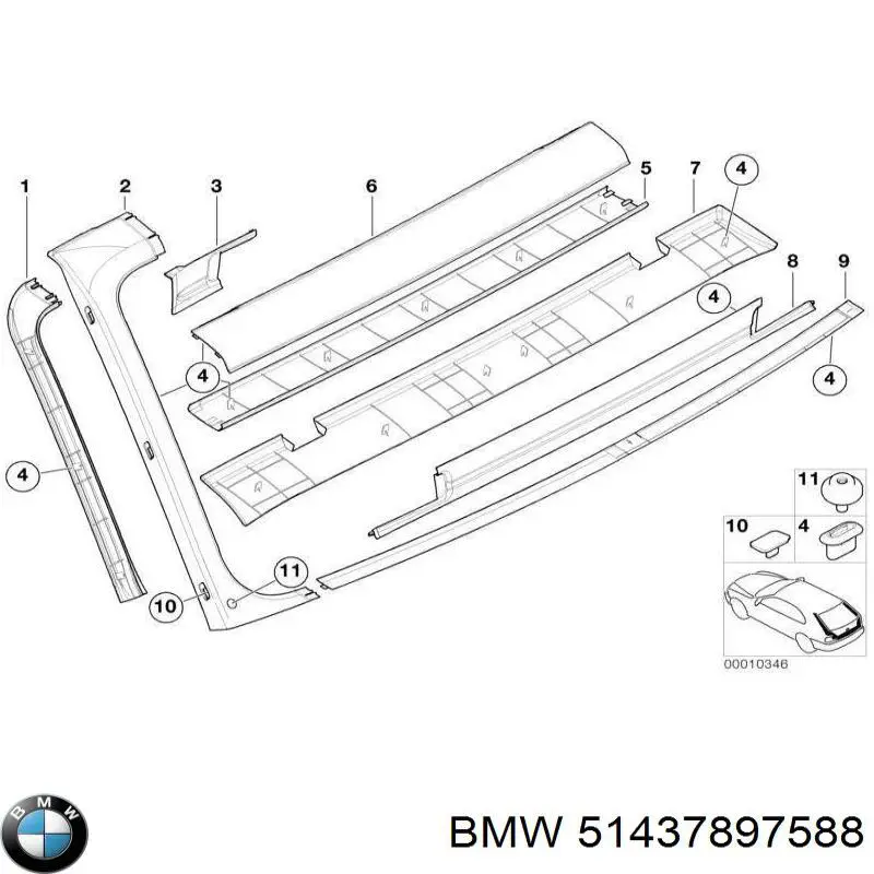Купити 51437897588 BMW Обшивка стійки кузова внутрішня, передня права