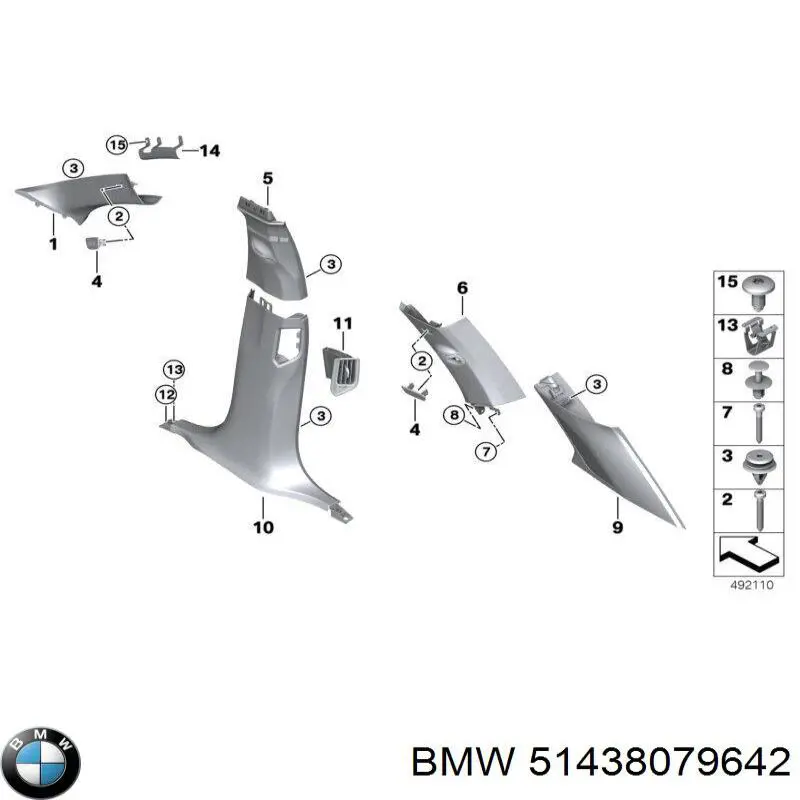 51435A0D9D4 BMW Обшивка стійки кузова внутрішня, задня права