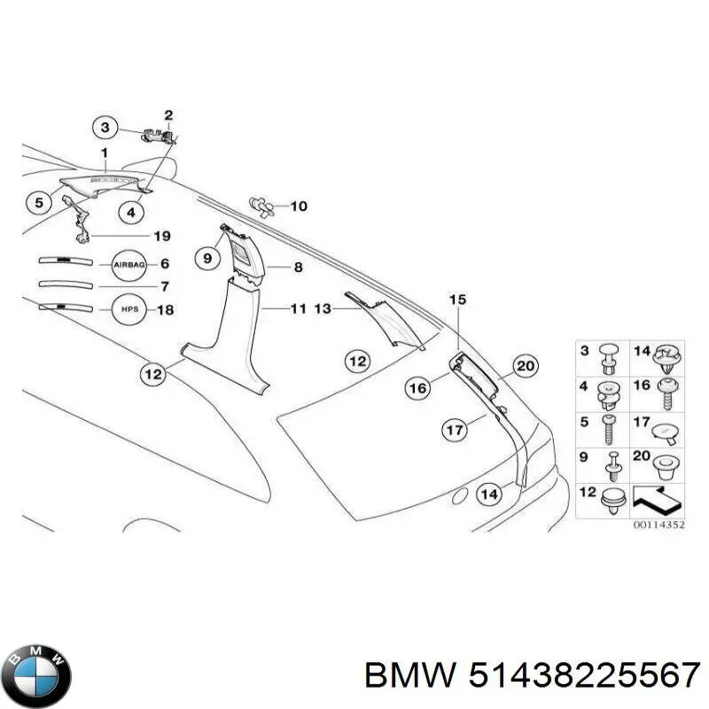 51438225567 BMW Пістон (кліп) кріплення підкрилки переднього крила