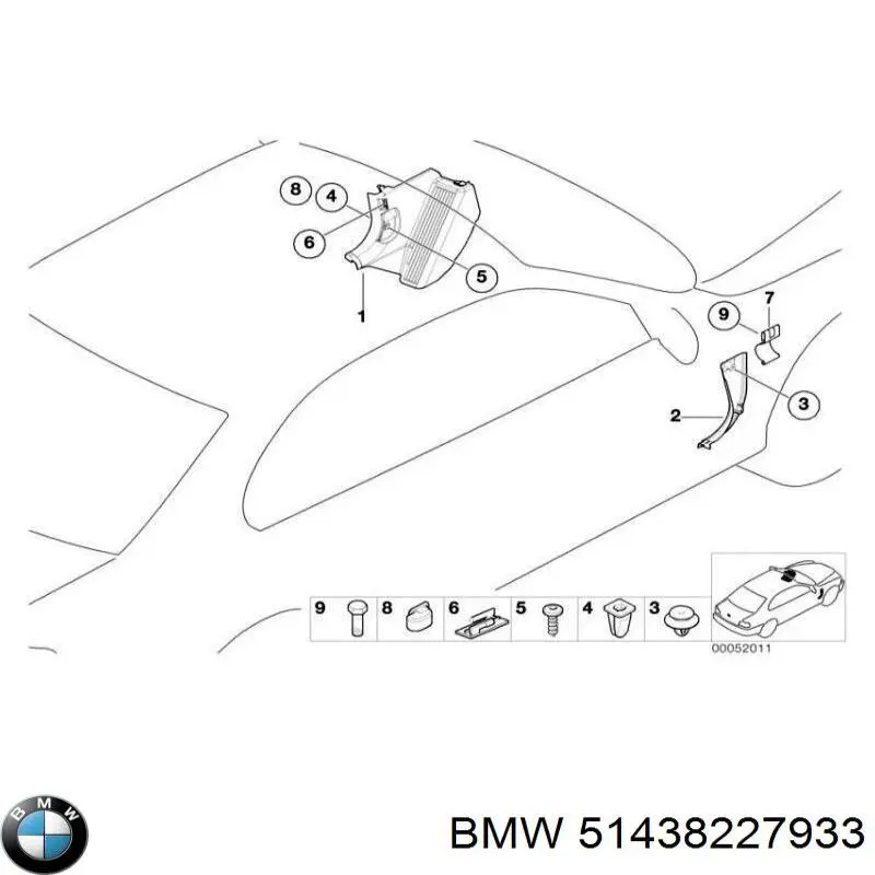 51438227933 BMW Обшивка стійки кузова внутрішня, передня ліва
