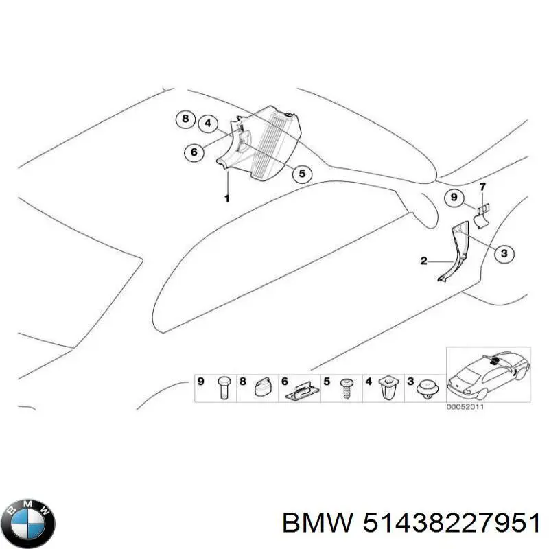 Купити 51438227951 BMW Обшивка стійки кузова внутрішня, передня ліва