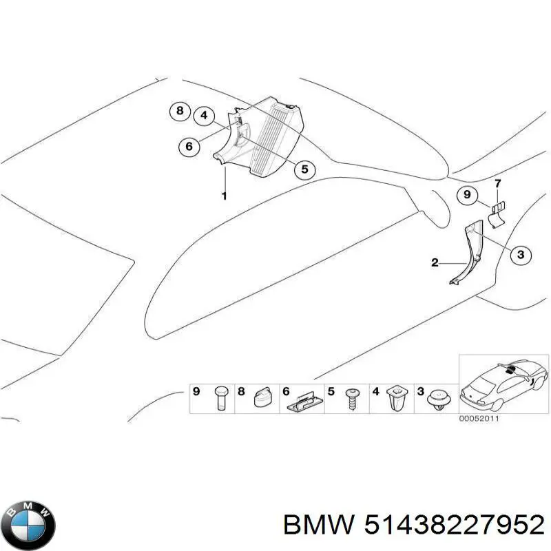 Купити 51438227952 BMW Обшивка стійки кузова внутрішня, передня права