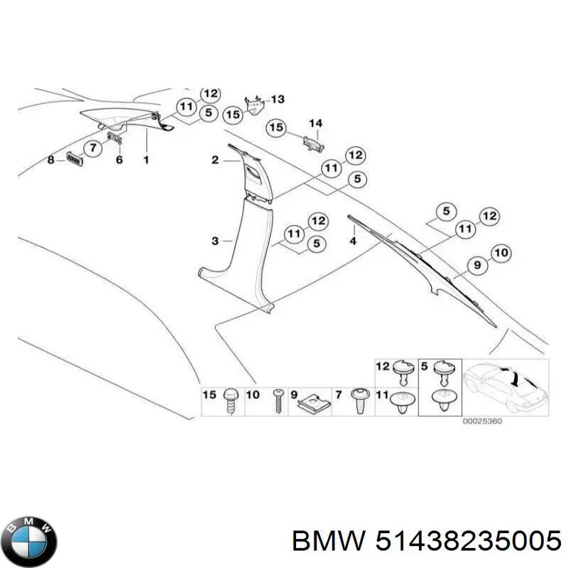 51438235005 BMW Обшивка стійки кузова внутрішня, передня ліва