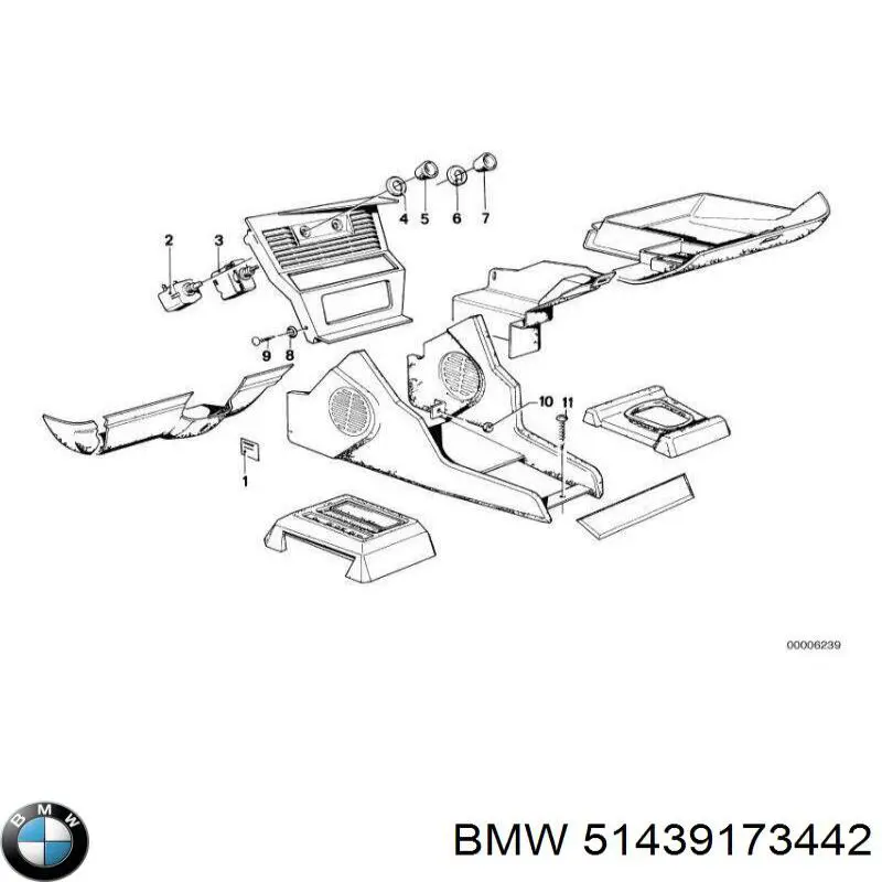 Обшивка стійки кузова внутрішня, передня права BMW 51439173442 ціна, від 6.28 USD