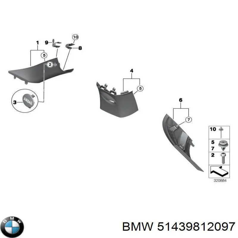 Обшивка стійки кузова внутрішня, передня ліва BMW 51439812097 ціна, від 19.05 USD