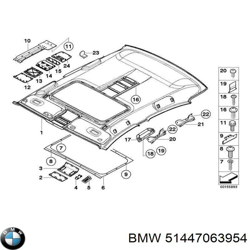 Обшивка даху BMW 51447063954 ціна, від 2436.22 USD