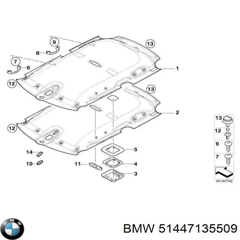 Обшивка даху BMW 51447135509 ціна, від 461.53 USD