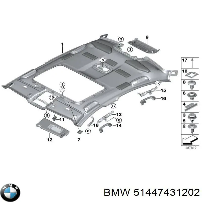 Обшивка даху BMW 51447431202 ціна, від 417.56 USD