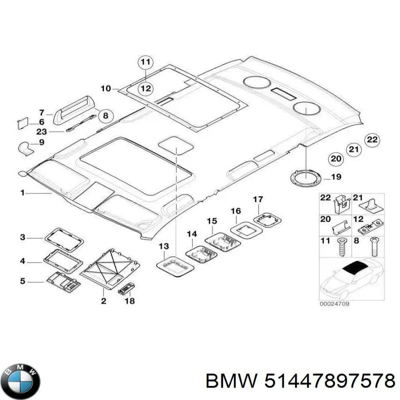 Облицювання стелі BMW 51447897578 ціна, від 1039.01 USD