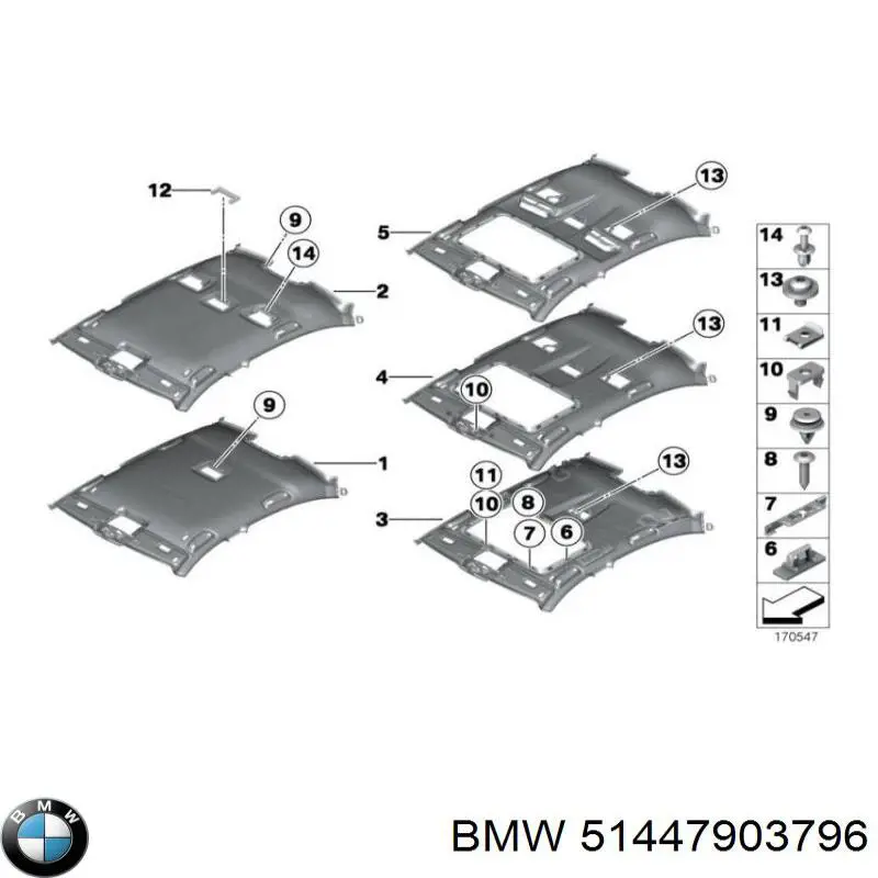 Облицювання стелі BMW 51447903796 ціна, від 151.33 USD