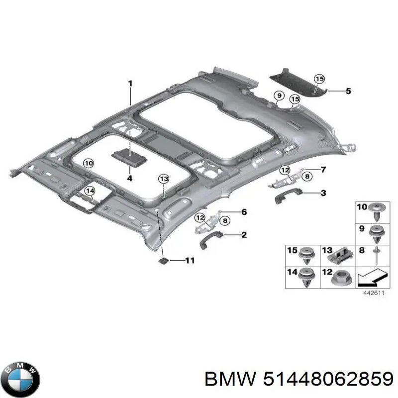 Облицювання стелі BMW 51448062859 ціна, від 421.25 USD