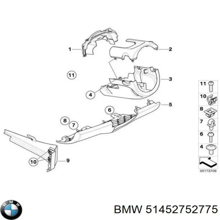 Купити 51452752775 BMW Накладка рульової колонки