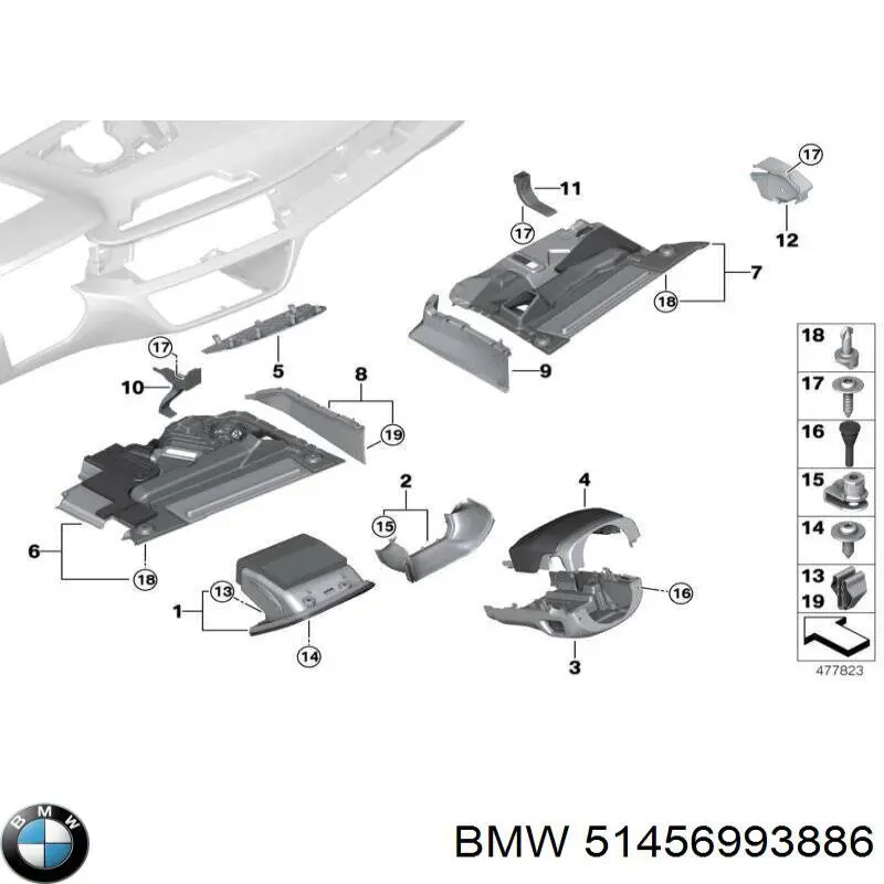Накладка рульової колонки BMW 51456993886 ціна, від 62.08 USD