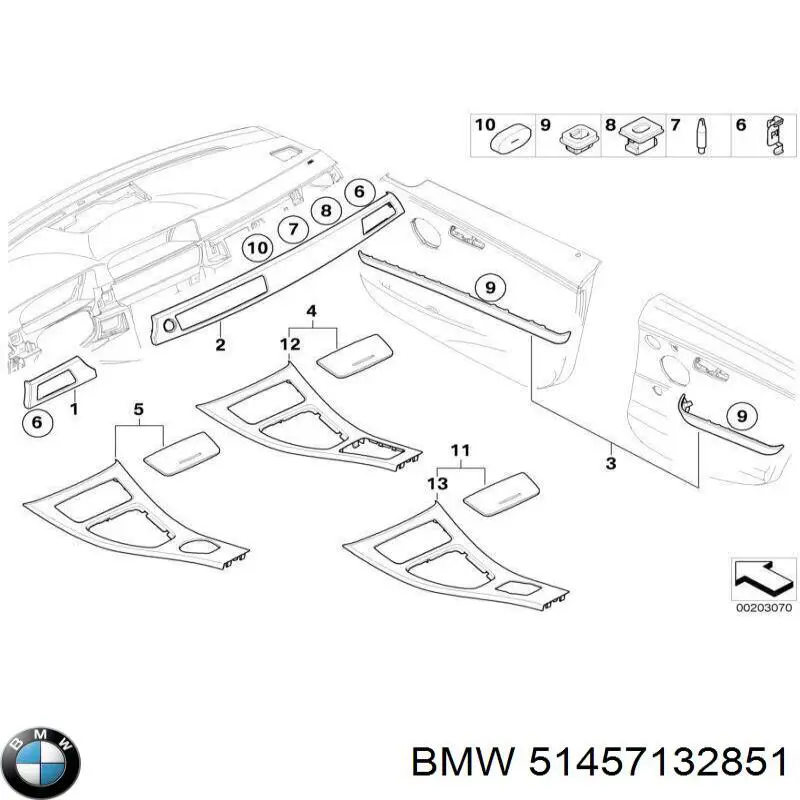 Молдинг (накладка) панелі приладів "торпедо", правий BMW 51456985540 ціна, від 38.37 USD