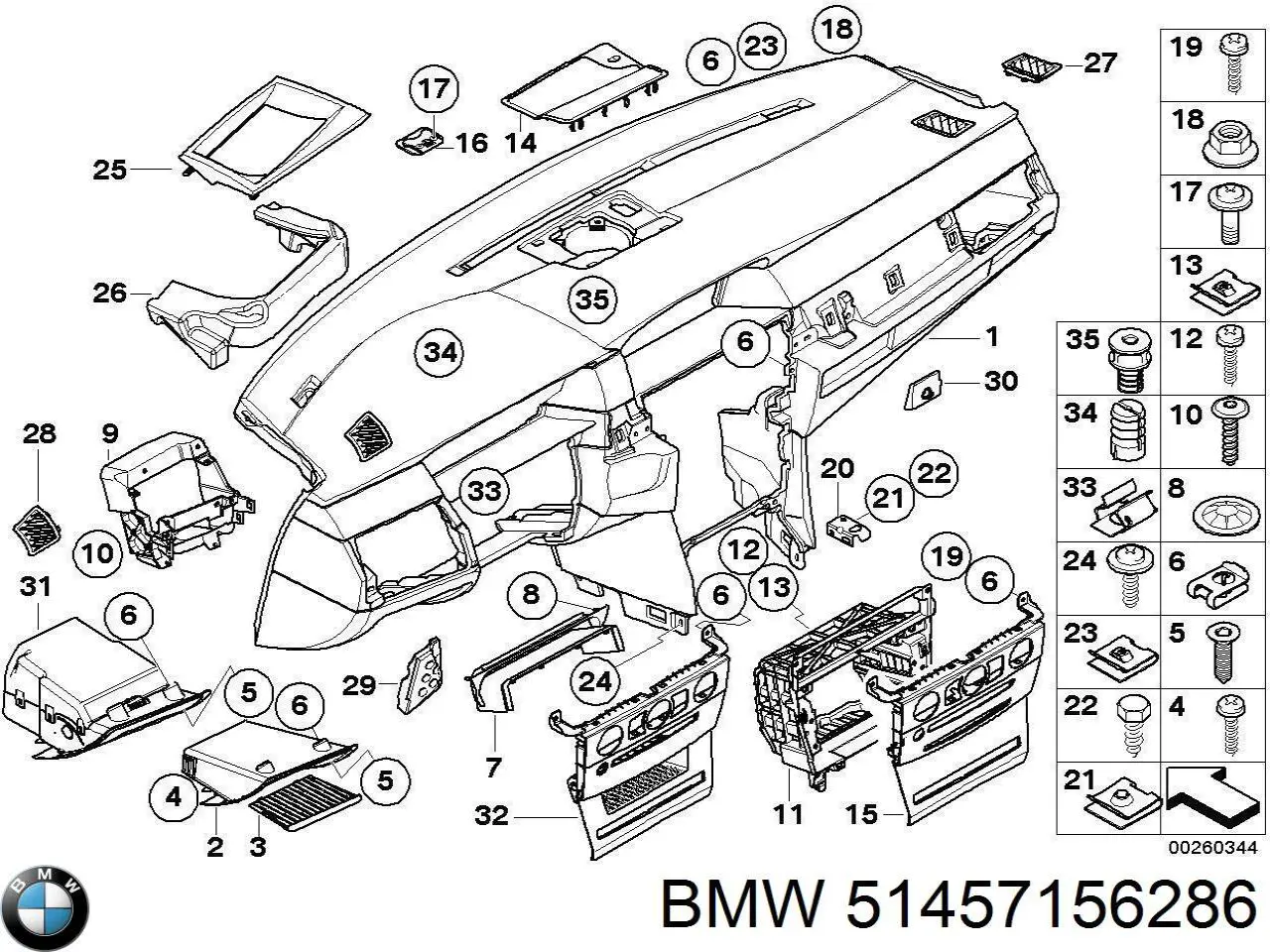 51457156286 BMW Передня панель