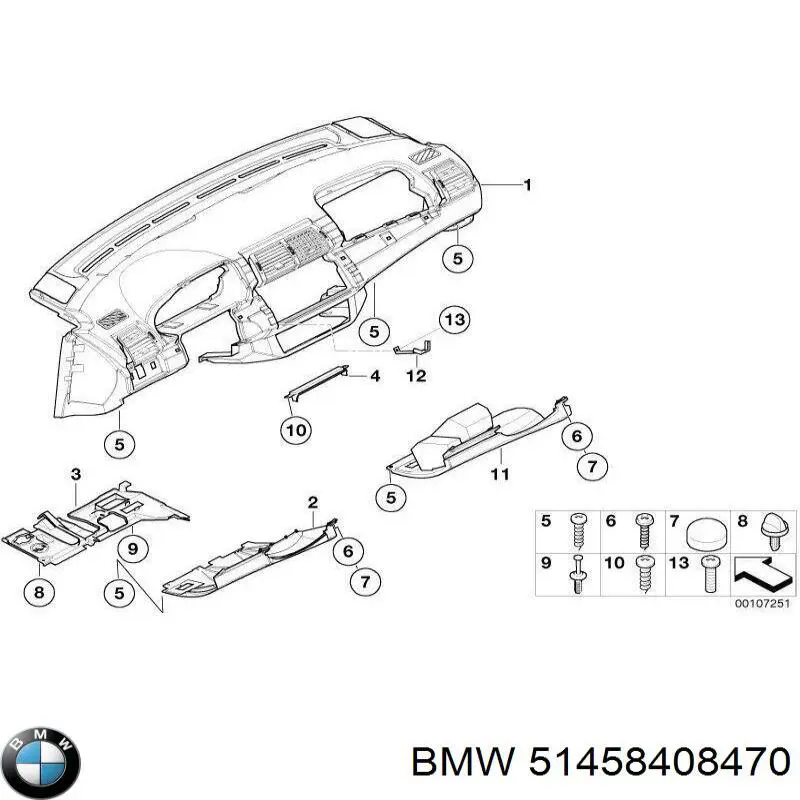 Панель приладів торпеди BMW 51458408470 ціна, від 11.51 USD