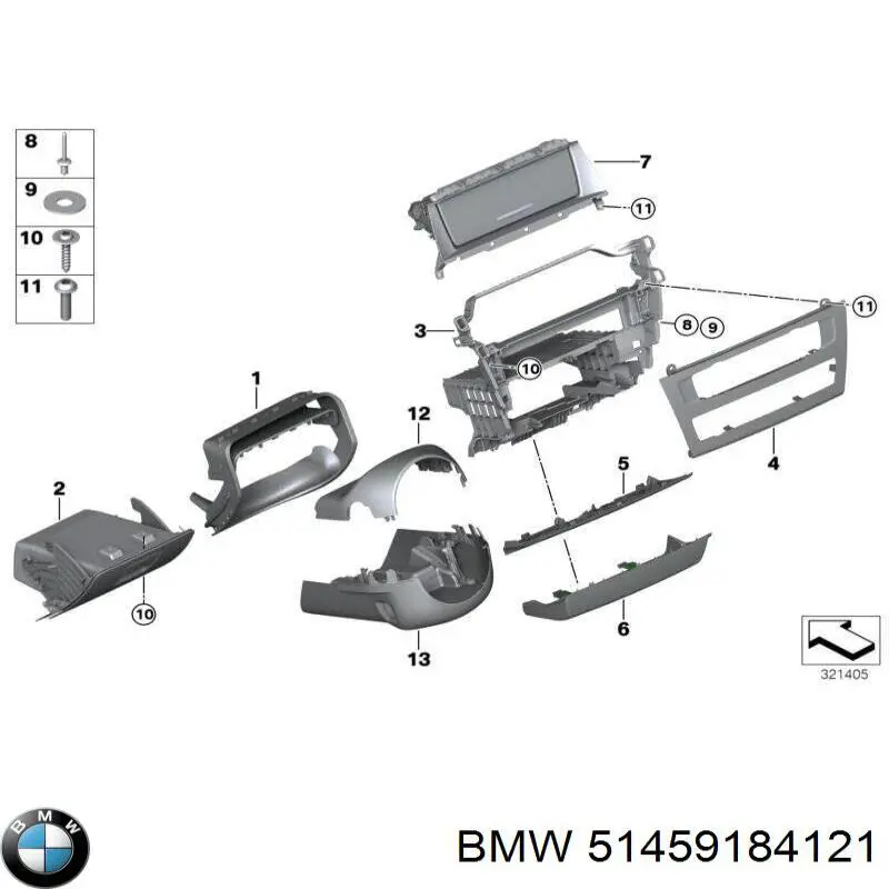 Облицювання щитка приладів "торпедо" BMW 51459184121 ціна, від 5.07 USD