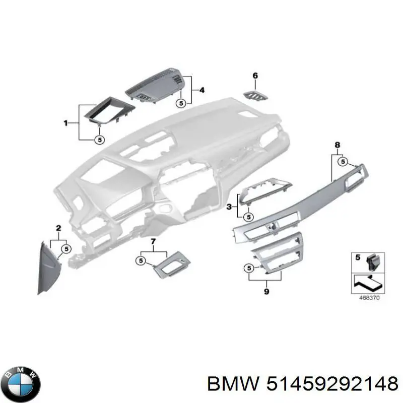 51459292148 BMW Кришка бічна панелі "торпедо", права