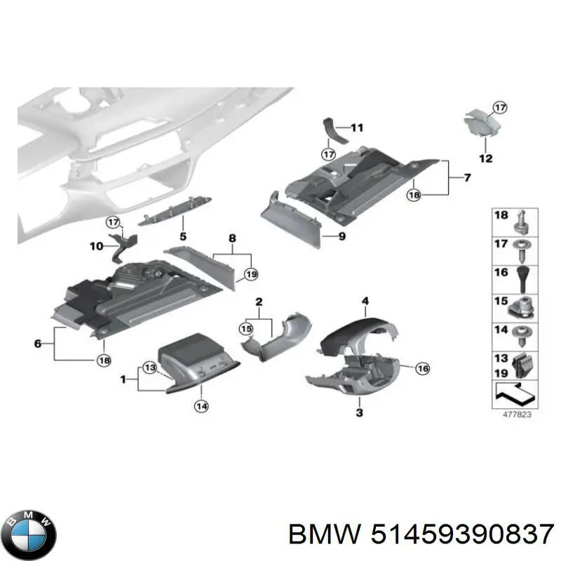 Купити 51459390837 BMW Облицювання щитка приладів "торпедо"