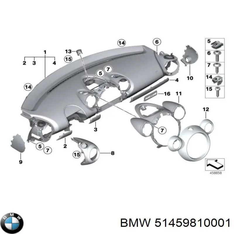 Молдинг (накладка) панелі приладів "торпедо", центральний BMW 51459810001 ціна, від 63.49 USD