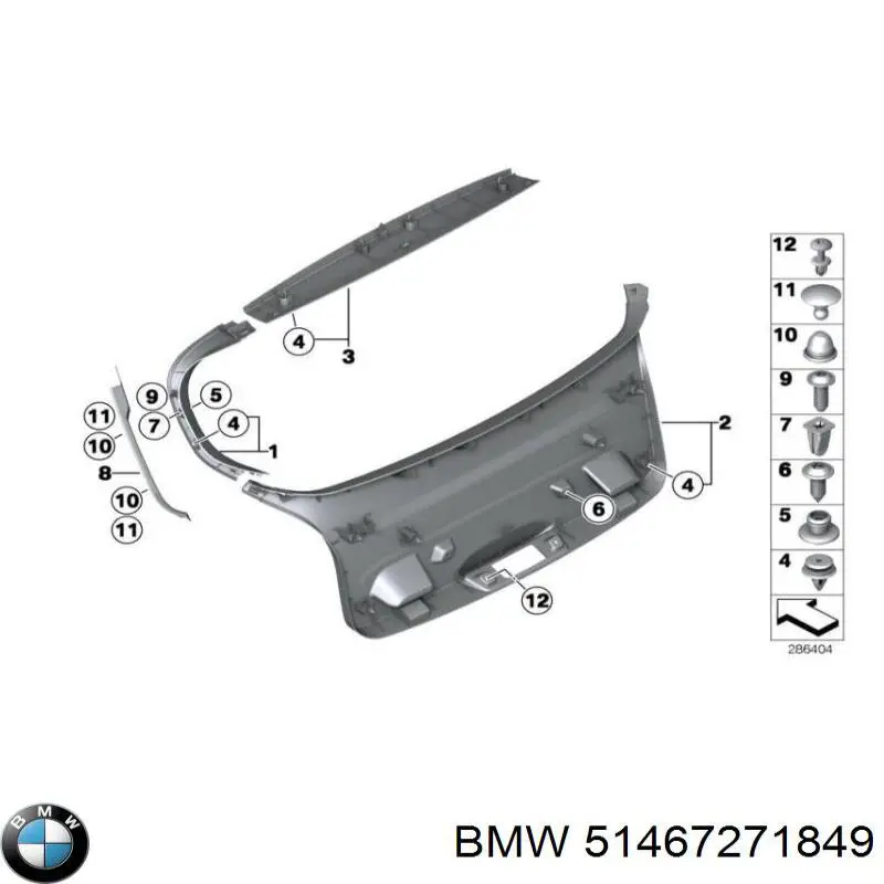 51467271849 BMW Полку салону, задня