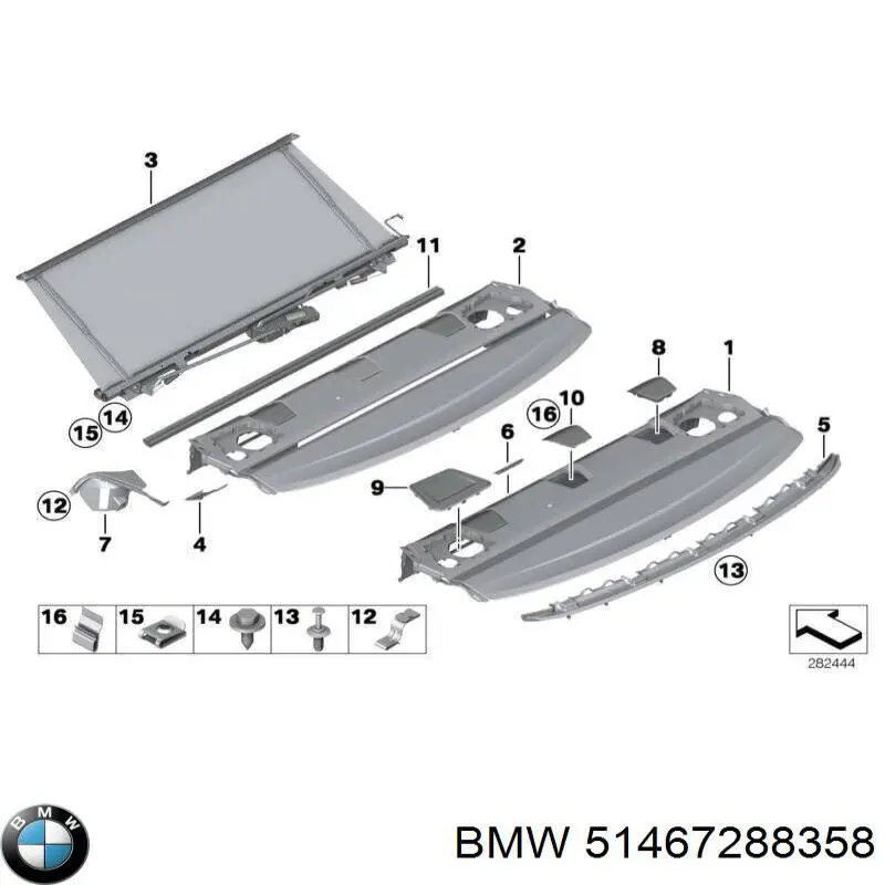 Полку салону, задня (багажного відсіку) BMW 51467288358 ціна, від 506.31 USD