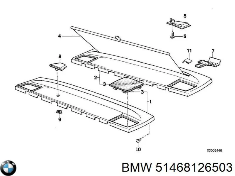 Полку салону, задня (багажного відсіку) BMW 51468126503 ціна, від 291.05 USD