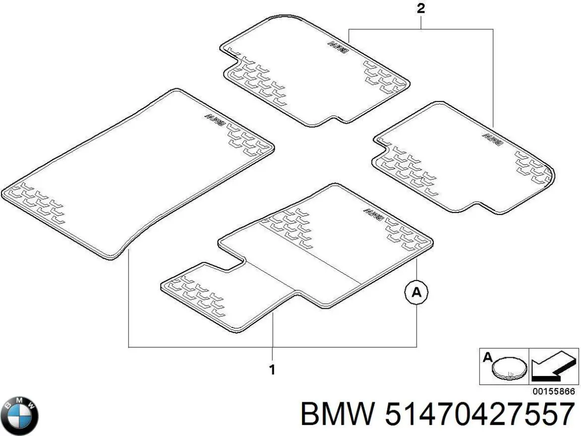 Килимок передній, комплект 2 шт. BMW 51470427557 ціна, від 63.12 USD