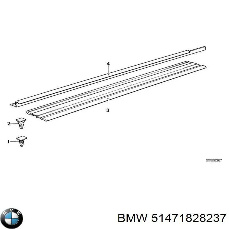Накладка дверного порога внутрішня, передня комплект на BMW 3 (E21)