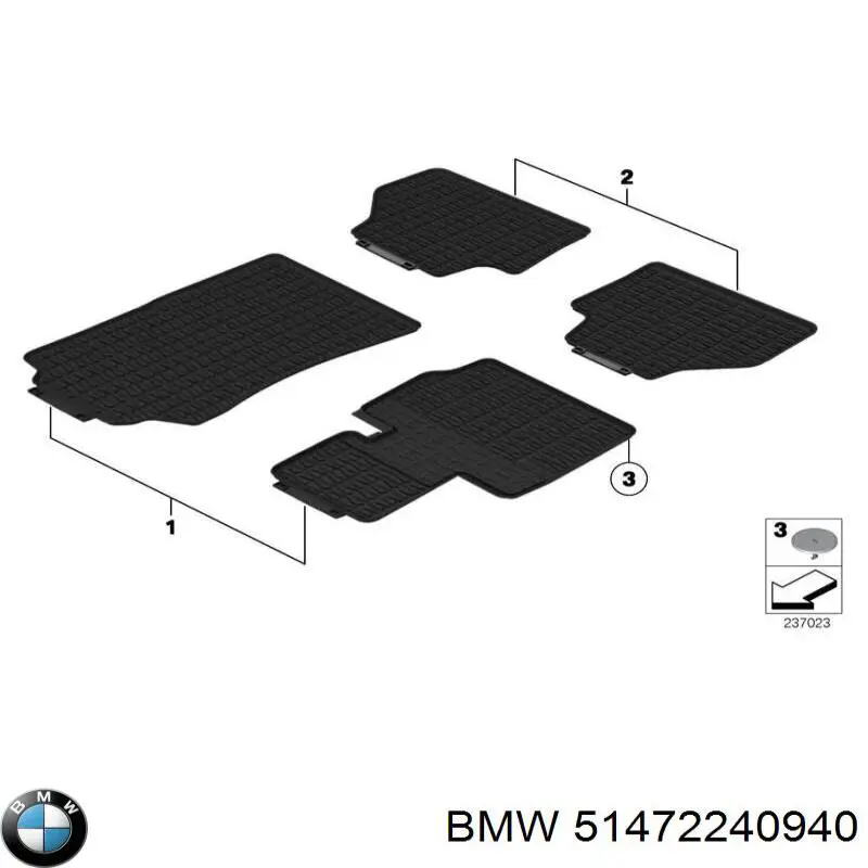 Килимок передній, комплект 2 шт. 51472240940 BMW