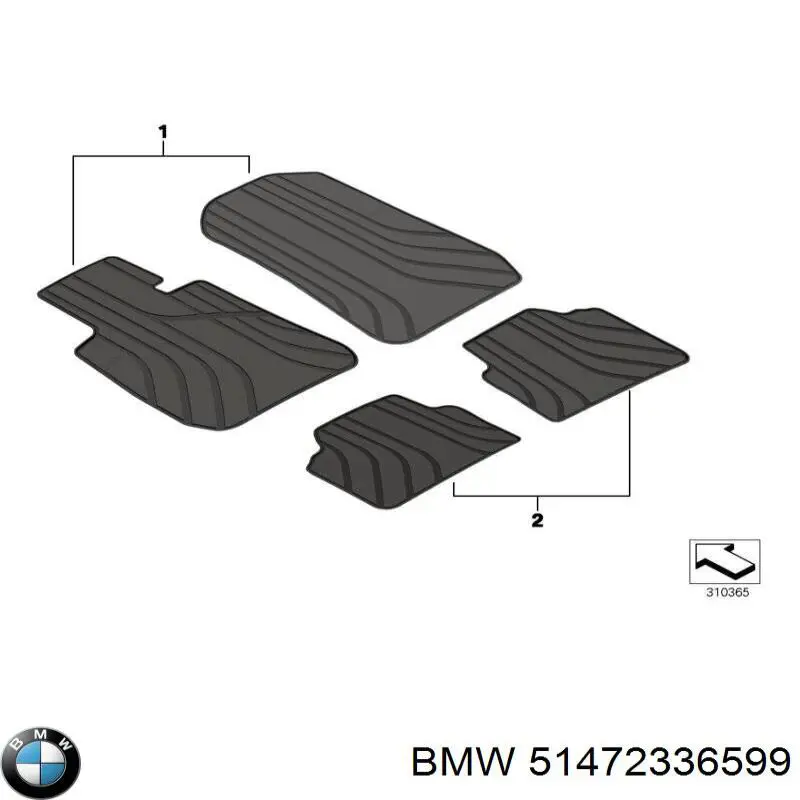 Килимок задній, комплект 2 шт. 51472336599 BMW