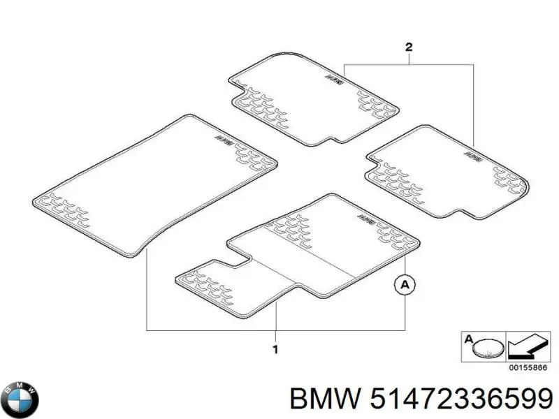 Килимок задній, комплект 2 шт. BMW 51472336599 ціна, від 19.00 USD