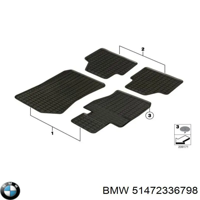 51472240908 BMW килимок передній, комплект 2 шт.