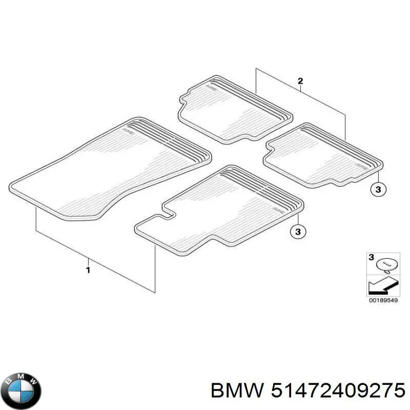 Килимок передній, комплект 2 шт. 51472409275 BMW