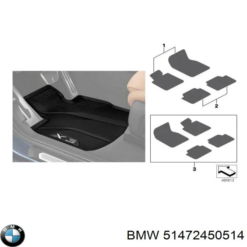Килимок передній, комплект 2 шт. BMW 51472450514 ціна, від 168.90 USD