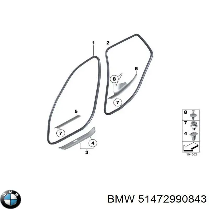 51472990843 BMW накладка дверного порогу внутрішня, передня ліва