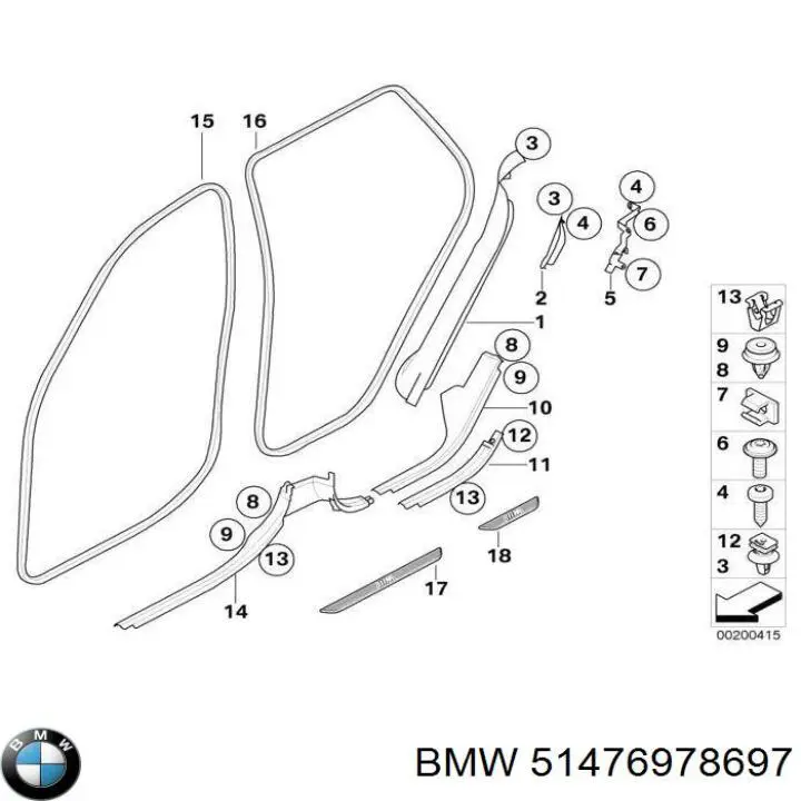 Ручка передньої двері зовнішня BMW 51476978697 ціна, від 12.70 USD