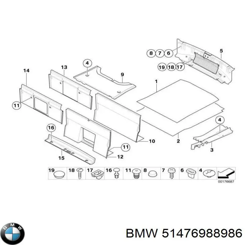 51476988986 BMW Накладка задньої панелі багажника