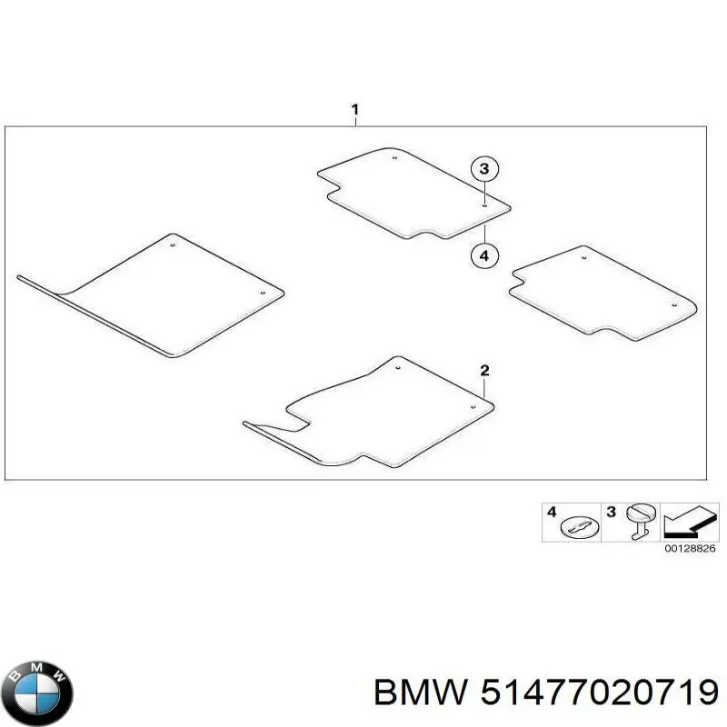 51477020719 BMW килимок передні + задні, комплект на авто
